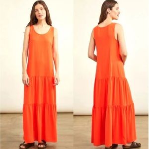 Elizabeth & James Orange Boho Tiered Maxi Tank flowy dress Size XS